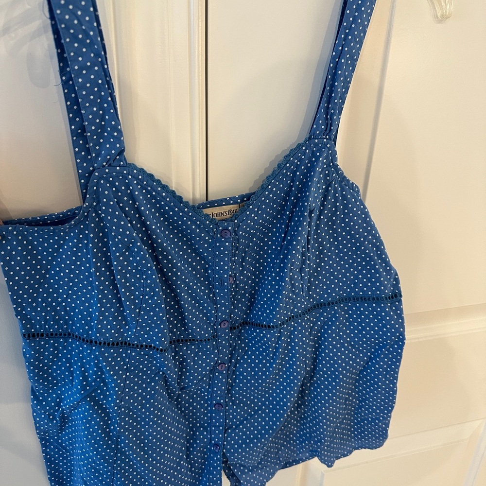 St. John's Bay Blue Lg Blouse with Sweetheart Neckline